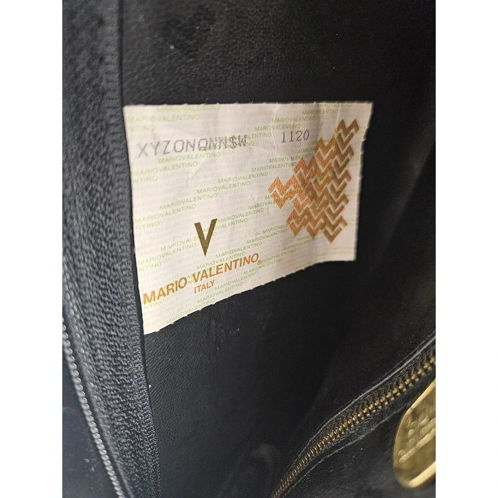 Valentino by Mario Valentino V Logo Signature Black‎ Leather Clutch Bag